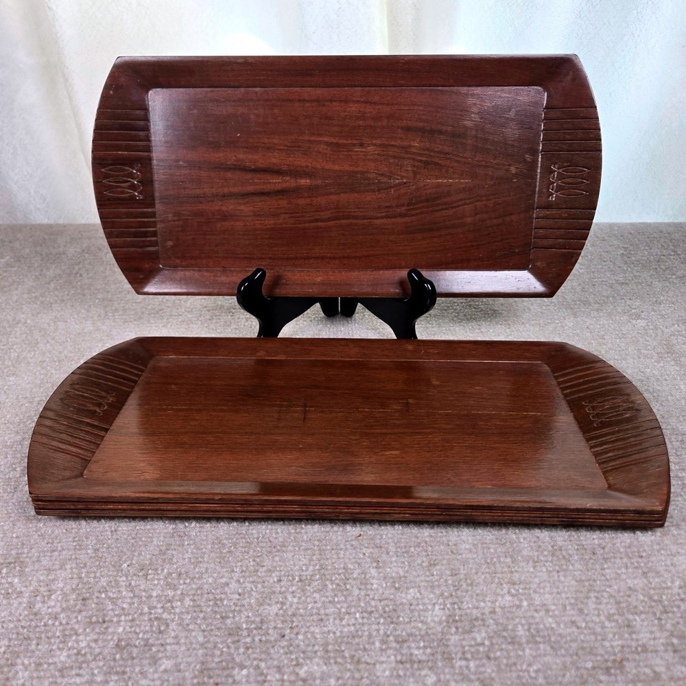 Vintage Toastmaster Hospitality Tray Set 4 Wood MCM Serving Trays Camfield USA